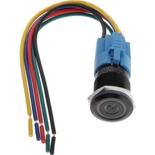 Momentary Button Switch Self Locking Latching Switch 12V Blue Led