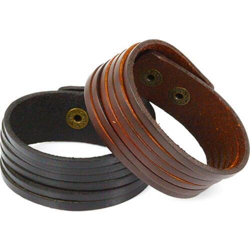 Fashion Black Leather Bracelet for Women Men Charms Wrap Bracelets Wide Wristband Unisex Jewelry