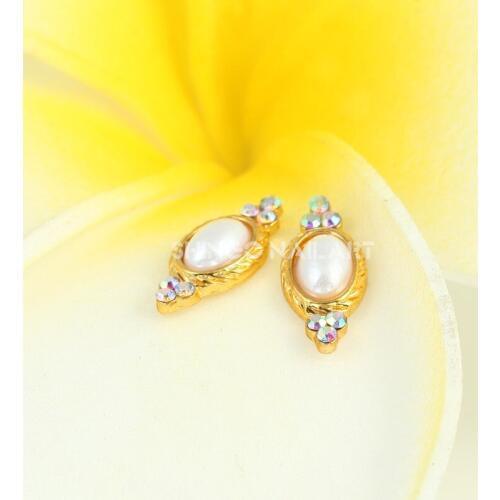 New 10pcs alloy rhinestone pearl element nail art decoration 3d metal gold AB/silver clear rhinestone nail DIY charms