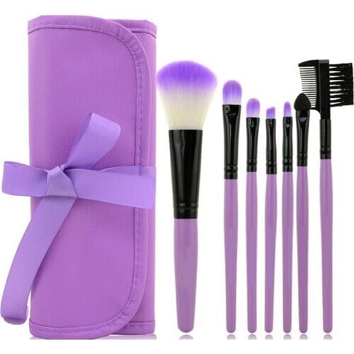 New 7 Pcs Professional Makeup Brushes Set Toiletry Kit Cosmetic Foundation Brushes Make Up Kit Tools with Case SCI88