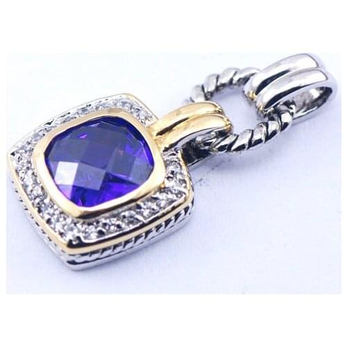 New Purple Crystal Zircon Woman 925 Sterling Silver Crystal pendant TE395
