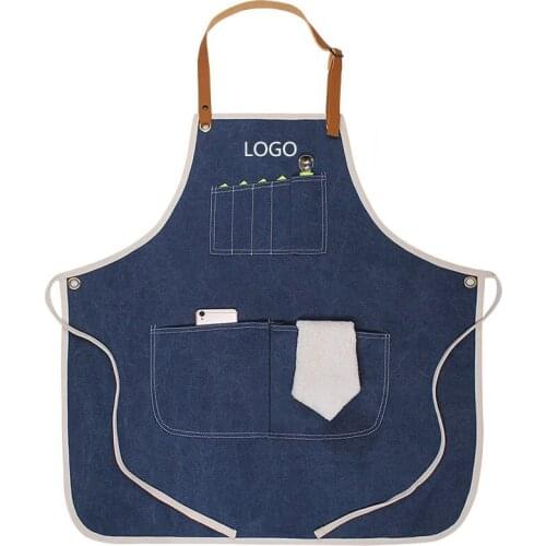 New denim canvas apron, barber, florist, restaurant work clothes, custom logo