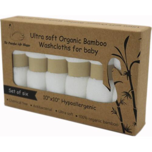 Organic premium bamboo Baby washcloths 100%bamboo fiber Natural baby towel 6 Pack/set per box Size 10"x10"