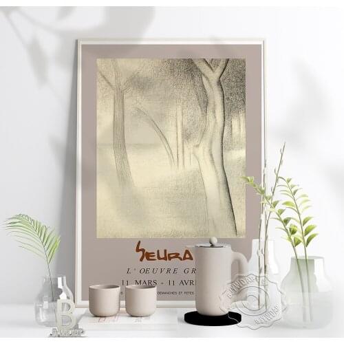 Georges Seurat Musee Exhibition Poster, Seurat Trees (Study For La Grande Jatte) 1884 Art Prints, French Vintage Home Wall Decor