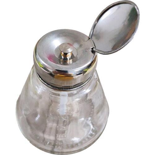 150ml Empty Push Down Dispenser Nail Polish Remover Pumping Glass Bottle Liquid Acetone Spill Proof Container