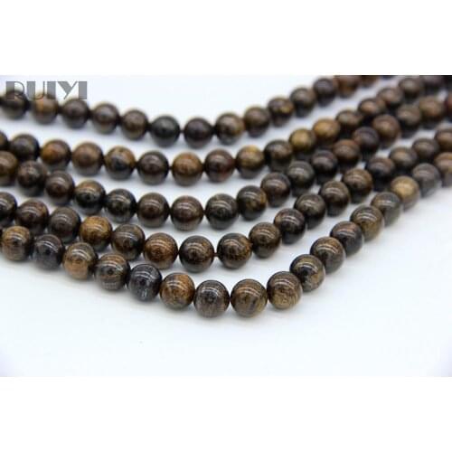 Ruiyi Browzite Round Beads Natural Brown Stone Loose Beads DIY Jewelry Making Bead Supplies Mala Beads