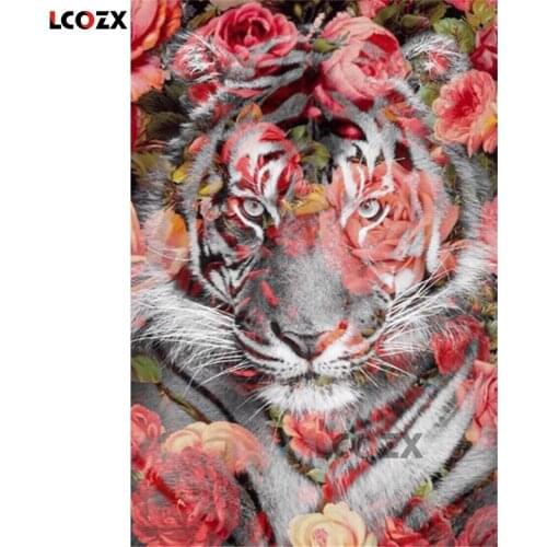 Leopard Flower Animal DIY Embroidery Cross Stitch 11CT Kits Craft Needlework Set Cotton Thread Printed Canvas Home Design
