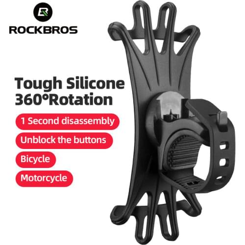 ROCKBROS Elastic Silicone Bike Phone Holder Adjustable for Most Phone Bicycle Stand Scooter Motorcycle Mount Support Handlebar