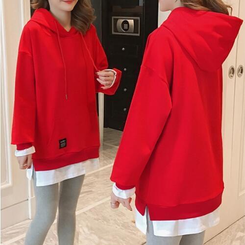 Fake Two Pieces sports hoodies Sweatshirt Women tracksuit Autumn spring Plus Size outdoor gym hip hop Hoodies for teen girl