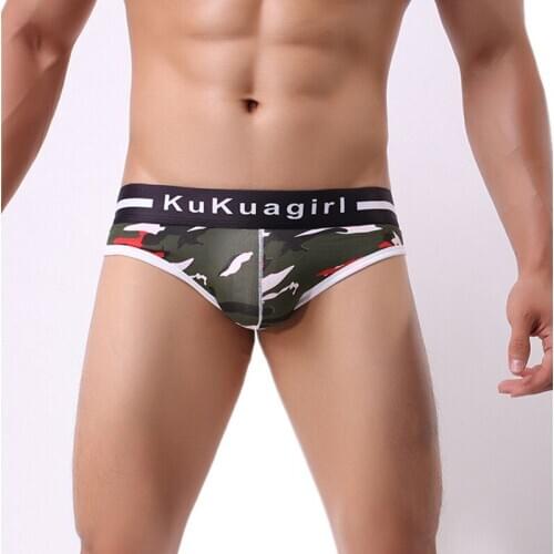 Sexy Men Underwear Cotton Briefs Shorts Camouflage Panties Low Rise U Convex Pouch Underpants Cueca Calzoncillo Plus Size L-3XL