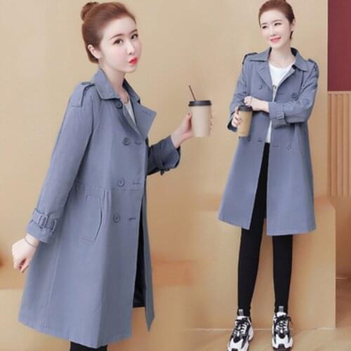Windbreaker Womens Middle Long Spring Autumn Fashion Double Breasted Trench Coat Female Slim Belt Windbreaker Overcoat Women