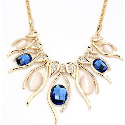 Vintage High Quality Round Crystal Necklaces & Pendants For Women Hyperbole Big Pendant Necklace Gold-Color Fine Jewelry