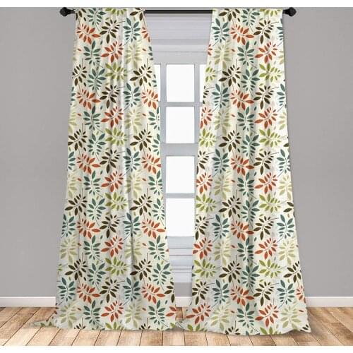 Grunge Curtain Vintage of Colorful Falling Autumn Leaves Nature Change in Fall Season Theme Window Treatment Living Room Bedroom