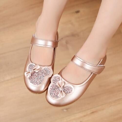 5-12 years Spring Girls Shoes Bean Princess Shoes Kids Dress Shoes Baby Mary Janes Shoes Girls Flats Leather Children Shoes