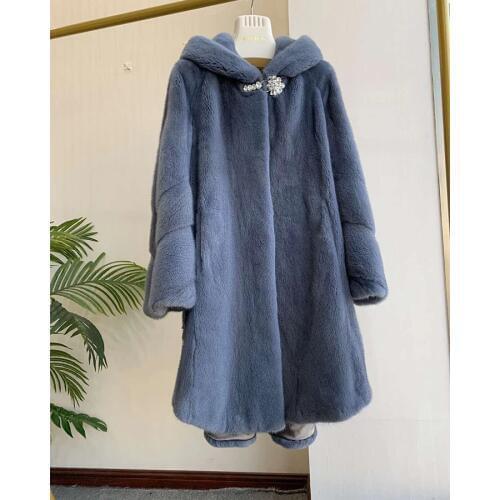 Real Mink Fur Women Medium long Coat Female detachable sleeves stand coollar Mandarin Collar good quality Real Mink Fur Jacket