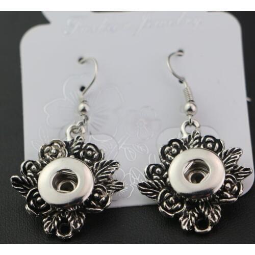 19styles to choose! Diy Snap Jewelry Vintage Rose Flower 12mm Metal Button Charm Snap Earrings For Women Girls Dangle Earrings