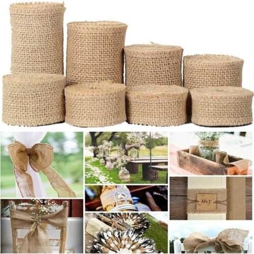 2m/lot 4.5cm Wedding Decor Jute Burlap Ribbon Rustic Wedding Decoration Handcrafted Party Material DIY Bag Warrping Gift Packing