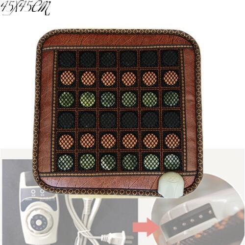 2020 High Quality heating Germanium jade stone mattress buttocks massage cushion for chair used 45*45CM