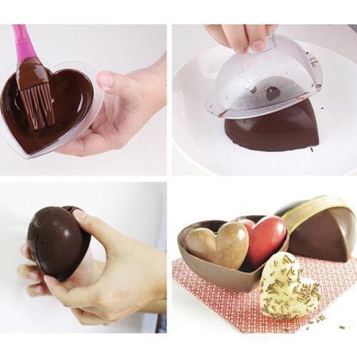 3 Kinds Plastic Chocolate Mold 3D Hearts Rabbit Moulds Easter Day Christmas Baking Pastry Mould Kitchen Tools