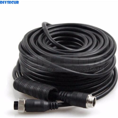 DIYSECUR 5m/10m/15m/20m Waterproof 4pin Connectors Extension Video / Signal Cable for Bus /Truck /Car Monitoring System