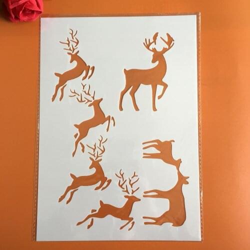 A4 29 * 21cm jump Sika Deer love DIY Stencils Wall Painting Scrapbook Coloring Embossing Album Decorative Paper Card Template