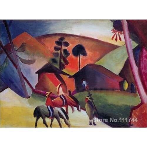 Abstract modern art painting Indians on horseback August Macke High quality Hand painted