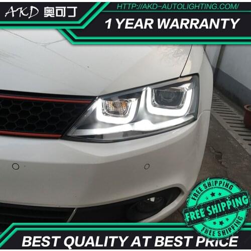 AKD tuning cars Headlight For VW Jetta MK6 Headlights LED DRL Running lights Bi-Xenon Beam Fog lights angel eyes Auto levels