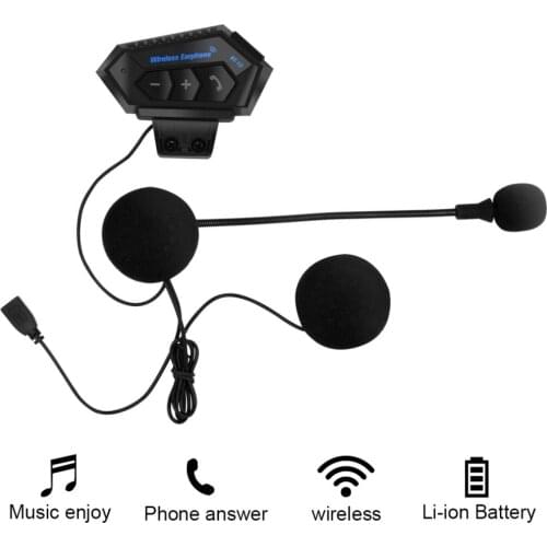 Motorcycle Bluetooth 4.2 Helmet intercom Wireless hands-free telephone call Kit Stereo Anti-interference Interphone Music Player