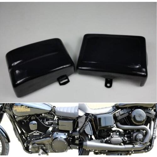Battery Panel Side Covers For Harley Davidson Dyna Low Rider Fat Street Bob Super Wide Glide Glossy /Matte Black 2006-2017 06-17