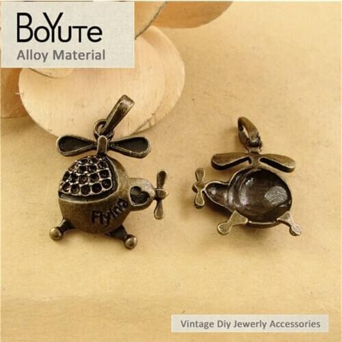 BoYuTe (40 Pieces/Lot) 22*25MM Antique Bronze Plated Zinc Alloy Plane Pendant Charms for Jewelry Making Diy Accessories