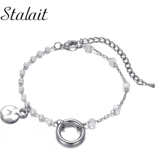 Friendship Pearl Bracelets Women Jewelry Circle Crystal String Bracelets Cuban Link Bracelet Wholesale Lots New Arrival