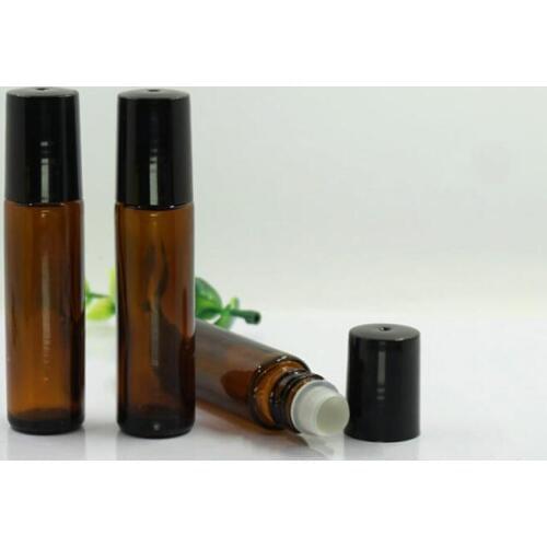 10ml Amber Roll On Roller Bottle Brown Essential Oils Refillable Perfume Bottle Deodorant Containers LX1340