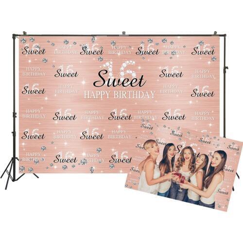 HUAYI Photography Backdrop Birthday Party Desserts Cake Table Decor Photo Background Sweet 16th Princess Photo BackdropW-3386
