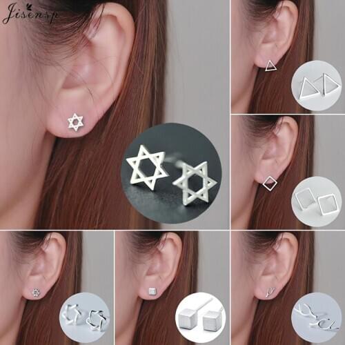 Jisensp Simple Fashion Hexagon Star Stud Earrings Geometric Earrings for Women Girls Birthday Gifts Statement Jewelry BFF