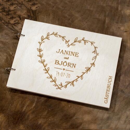 Personalised Heart Guest Book Modern Wedding Guest Book Wooden Wedding Guest Book Wooden Guestbook livre d'or with name
