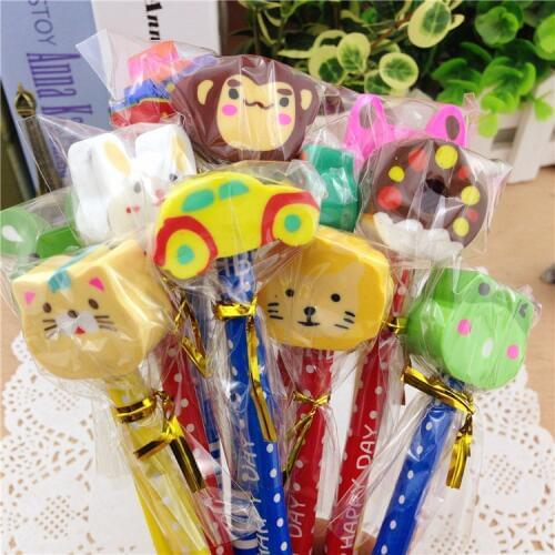 Korean Cute Cartoon Standard Pencils Novelty Kawaii Pencil Gifts for Kids School Stationery Supplies (Radom Color)