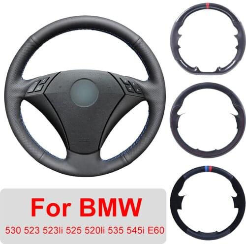 DIY Leather Car Steering Wheel Cover For BMW 530 523 523li 525 520li 535 545i E60 Auto Interior Customized Steering Wheel Wrap