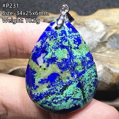 Natural Azulite Malachite Lapis Lazuli Pendant Jewelry For Women Men 32x22x8mm Beads Green Blue Crystal 925 Silver Stone AAAAA