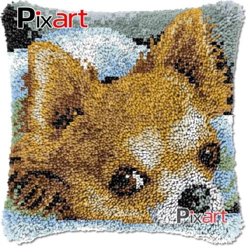 Latch Hook Cushion Cover Sleeping Dog Mat Plush Crocheting Pillowcase Chunky Yarn Needlework Knitted Carpet Rug Hobby & Crafts