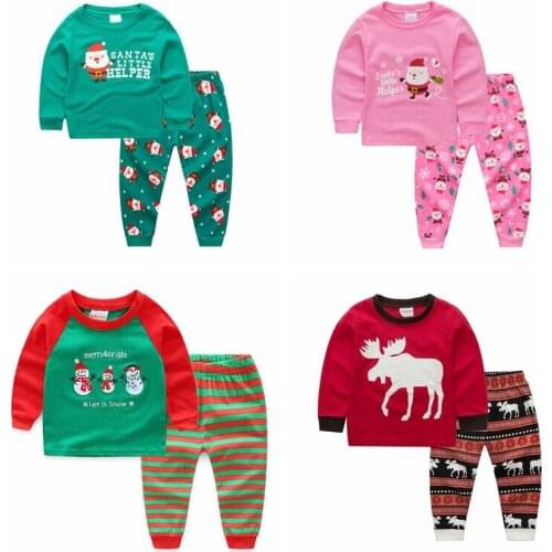 Newest Kids Boys Girls Pajamas T-Shirts+Pants Set Children Sleepwear Christmas Cosplay Party Costume Housewear