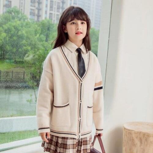 5-14 Years Lovely Girls Cardigan Sweater For Girls Fashion Long Sleeve Soft Cotton Outerwear Children Outdoor Casual Knitwear