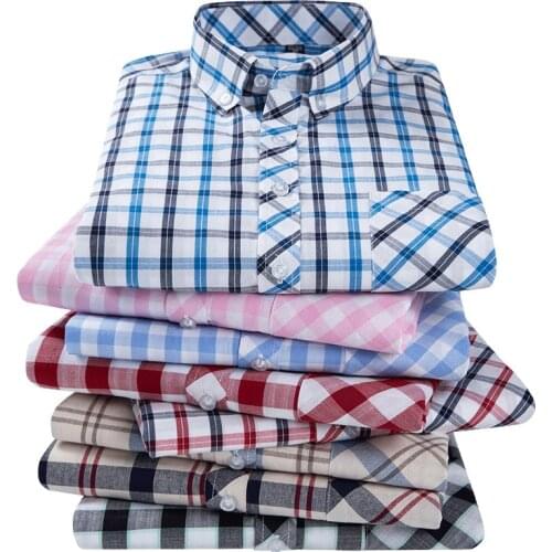 100% Cotton Slim Fit Shirt Men Plaid Shirt Casual Mens Fashion Clothing Trends Mens Button Up Shirt Short Sleeve Mens Clothing