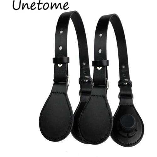 Length adjustable Black Flat Handles with Drops for Obag Faux Leather Handle Removable Drop End for O Bag handle accessories