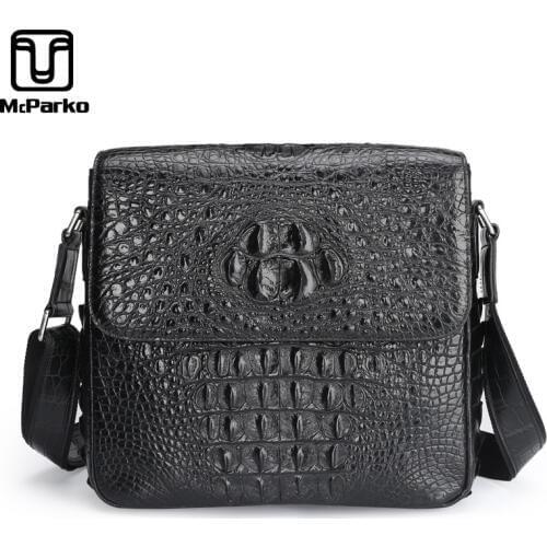 McParko 2020 New Crocodile Shoulder Bag Men Crossbody Bags For Men Luxury Brand Mens Messenger Bags Genuine Leather Crocodile