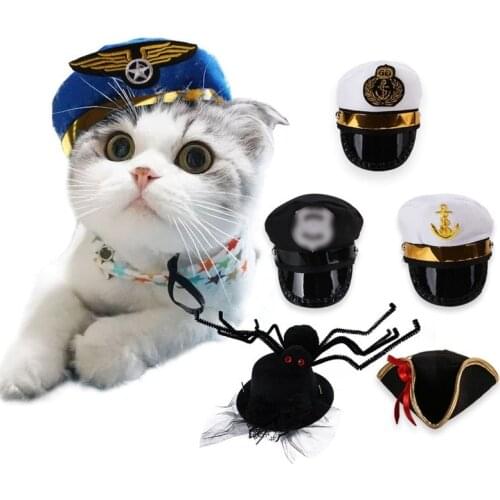 Creative Pet Costume Role Playing Cat Hat Halloween Police Pirate Captain Sailor Dog Hat Posing Props Pet Headgear Cat Hat