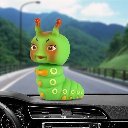 Car Ornament Cute Abs Caterpillar Shaking Head Doll Automobiles Interior Dashboard Decoration Toys Cartoon Auto Accessories Gift