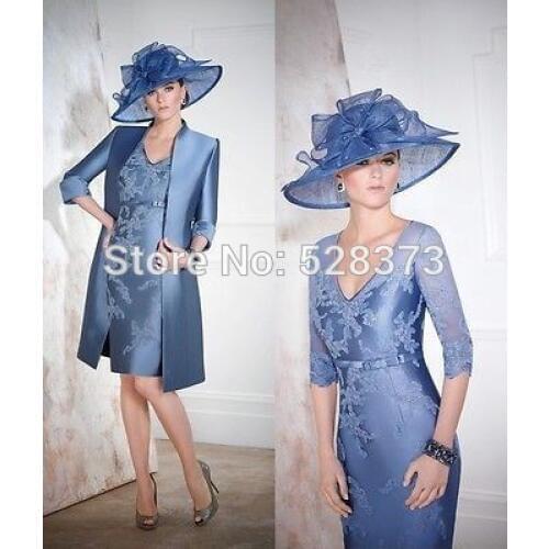 YNQNFS MD87 Elegant Party Dress V Neck Half Sleeves Mother of the Bride/Groom Dresses Outfits Suit with Jacket Coat Formal Gowns