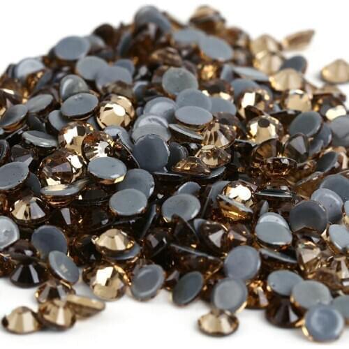 All sizes Lt.C.Topaz DMC Iron On Rhinestones/Flat Back Nail art Hot fix Crystal Rhinestones Strass Sewing & Fabric Garment
