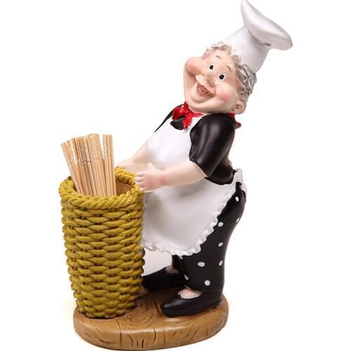 Fun chef decorative resin toothpick holder Personalized cartoon expression home decor toothpick box