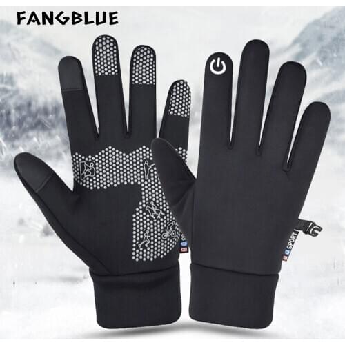 FANGBLUE Outdoor Winter Mens Gloves Cycling Bicycle Ski Gloves Touchscreen Warm Unisex Waterproof Anti-slip Fishing Accessories